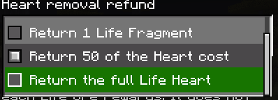 Life Increase Empty Heart refund settings