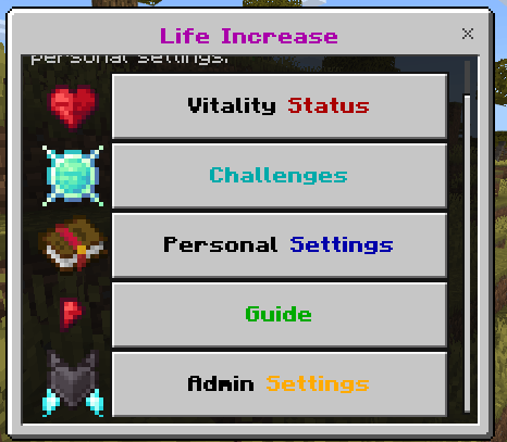 Life Increase Guide menu