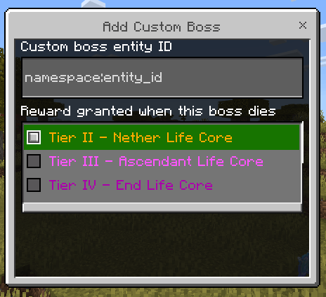 Life Increase custom boss tier reward