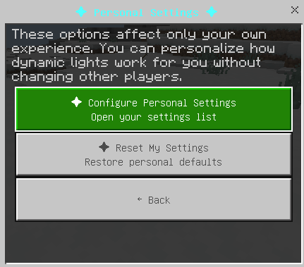 System Dynamic Lights V3.3.2 personal settings