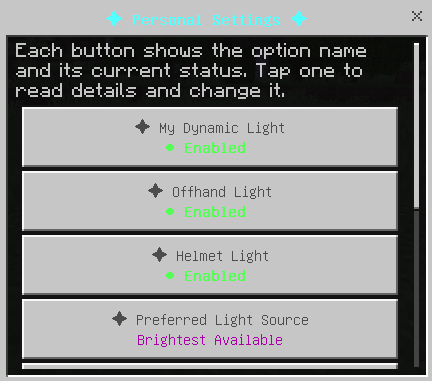 System Dynamic Lights personal settings