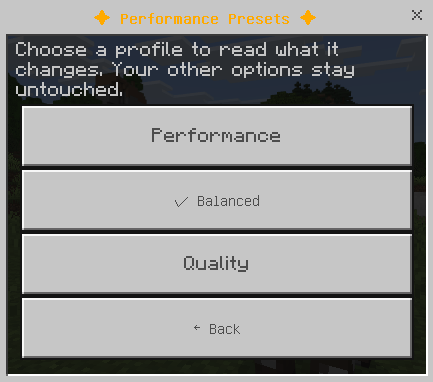 System Dynamic Lights performance presets