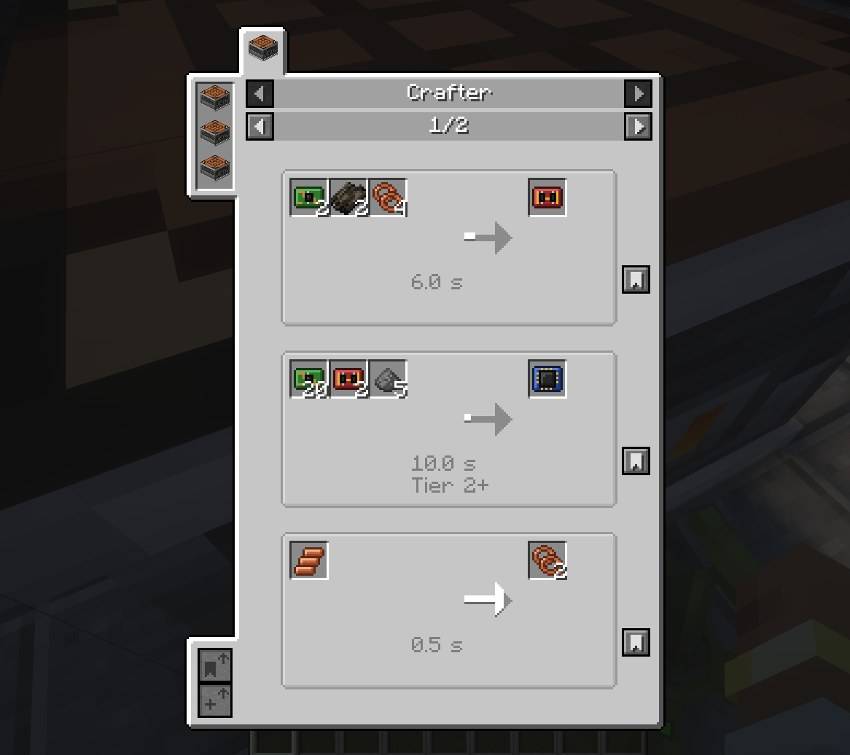 JEI lists every crafter recipe
