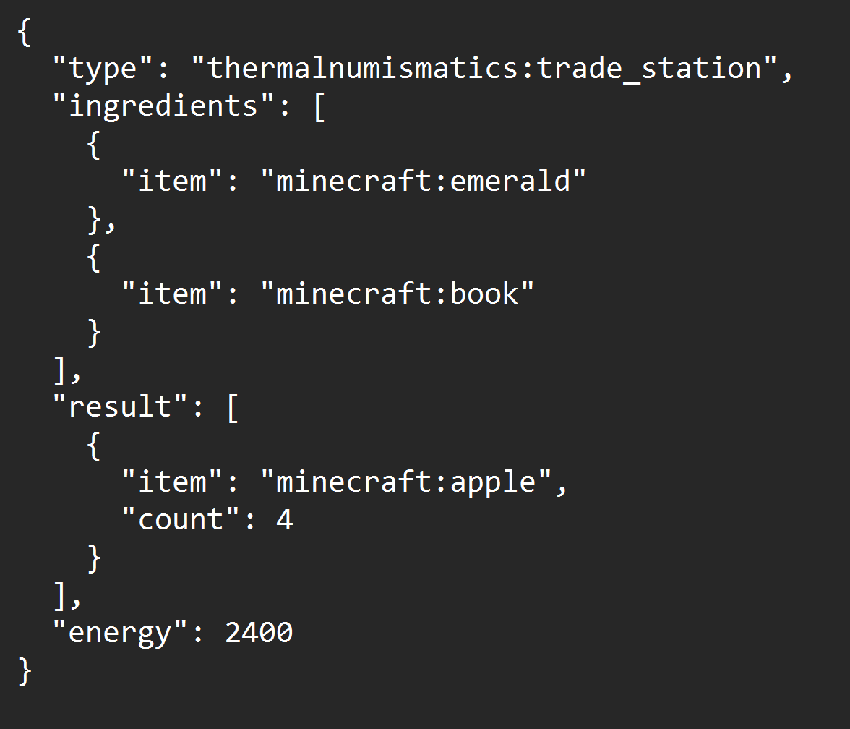 Trade Station Recipe Example Structure