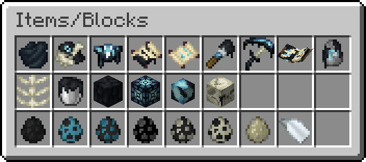 Items blocks and mobs