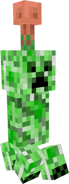A creeper with a lightning rod on its head