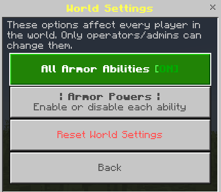 Block Armor | Unique Abilities — Minecraft Bedrock addon, screenshot 1