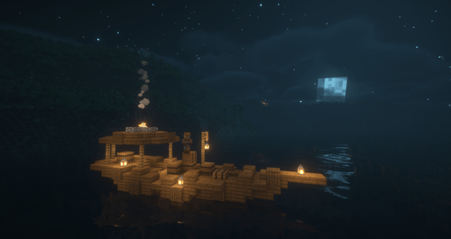 Solo boat in the night