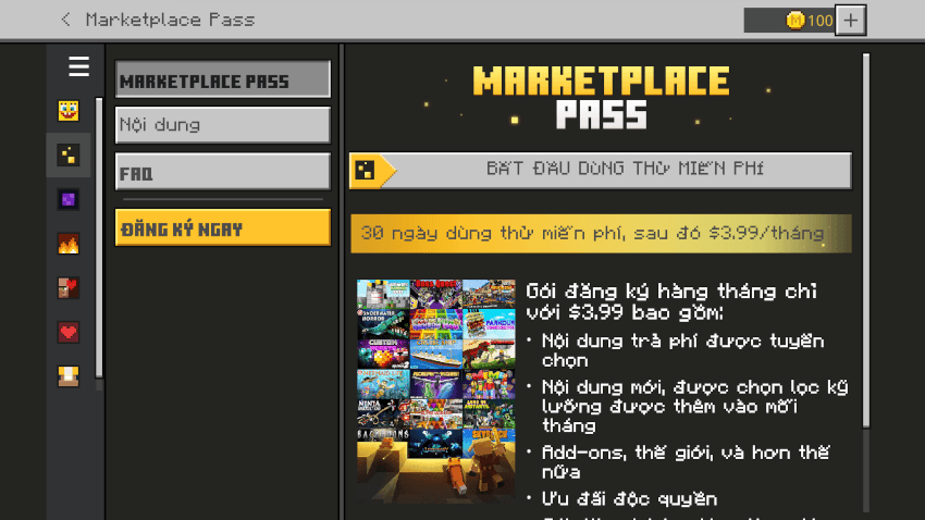 Marketplace Pass screen