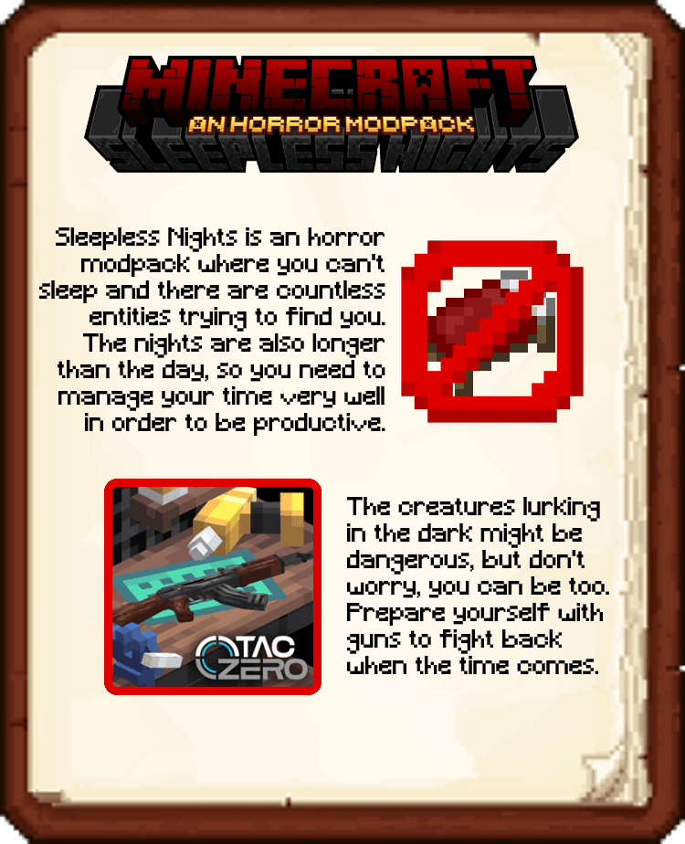 Sleepless Nights - An Horror Experience - Minecraft Modpacks