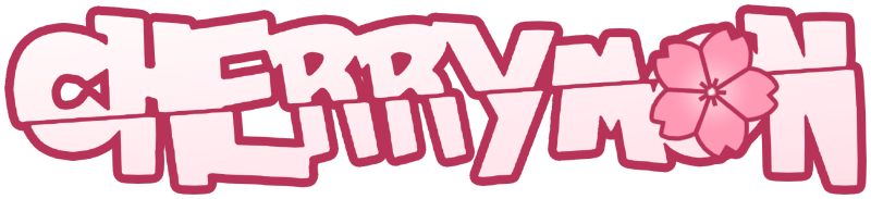 Cherrymon' spelled in the Pokemon font, with a sakura blossom in the 'O