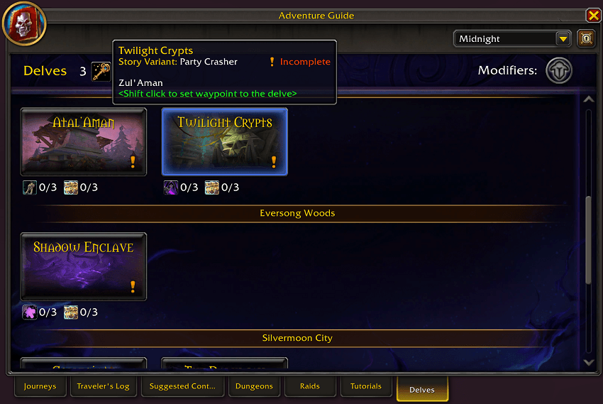 Handy navigation to any delve