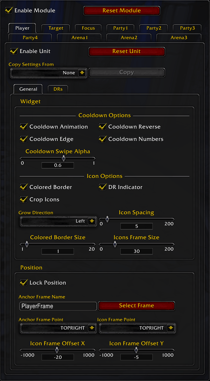 Icon Settings