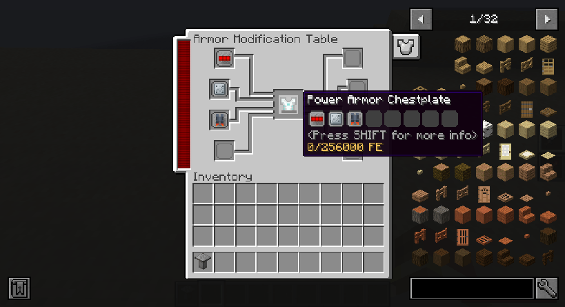 Стол модификации брони