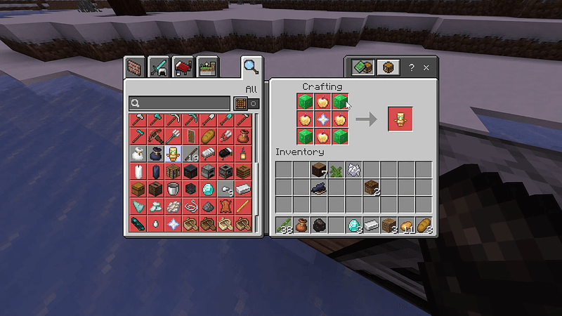 An open inventory shows new recipes, such as one for the totem of undying.