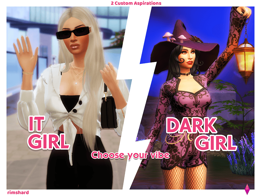 rimshard It Girl Dark Girl Sims 4 Custom Aspirations