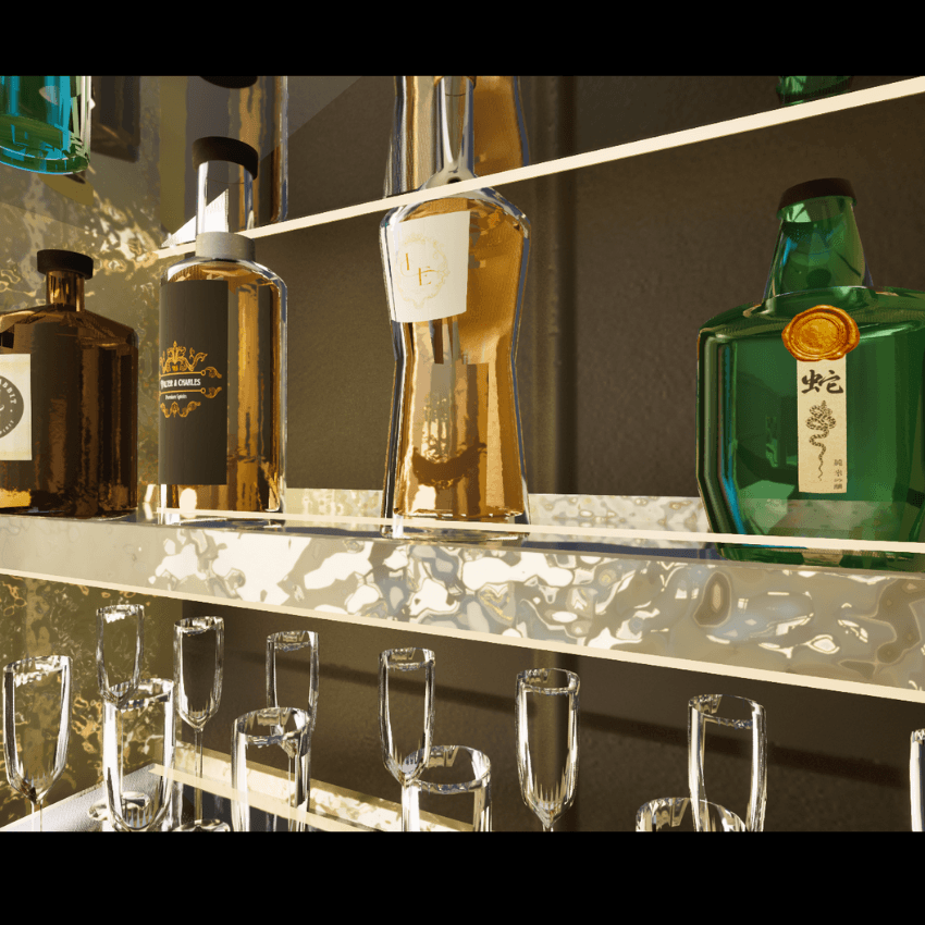 Close-up of bottles on shelf