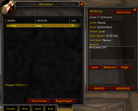 main window with player selected
