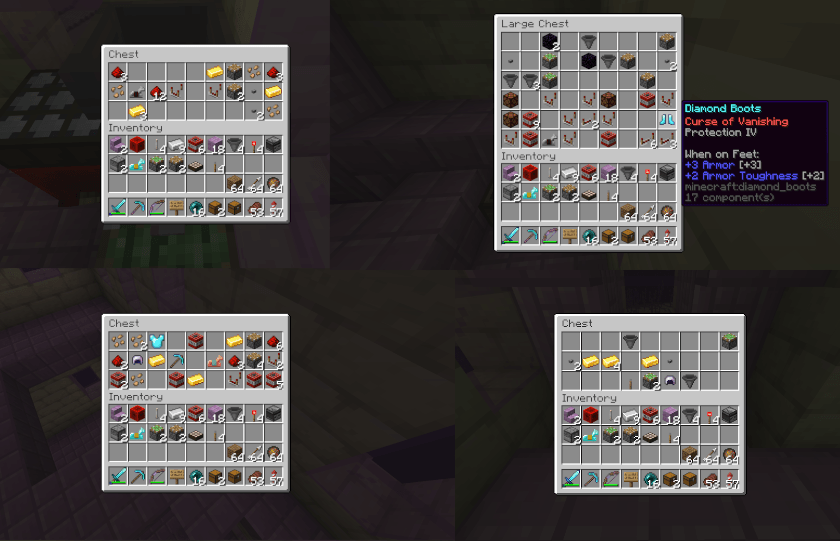 Example loot from a Shulker Redstone Supply Tower