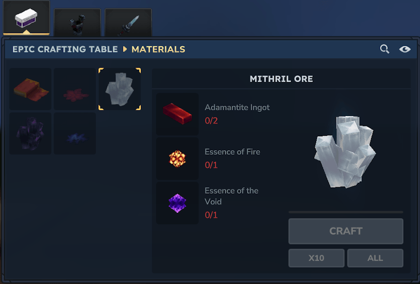 Receta de Mineral de Mithril