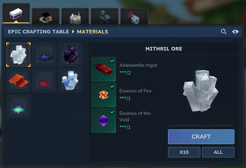Mithril Ore Crafting Recipe