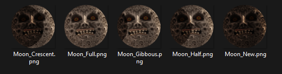 Screenshot of the moon phases
