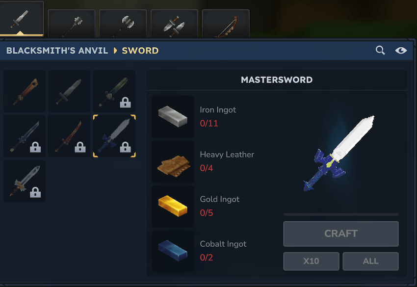 Receta para la Mastersword