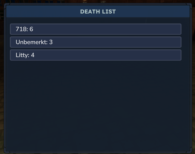 Ejemplo de lista de muertes