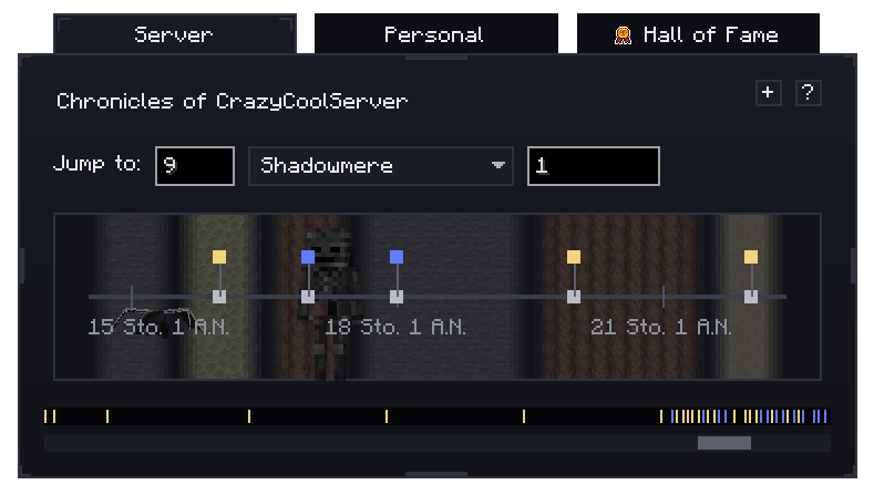 Showing the main feature, the "Timeline"