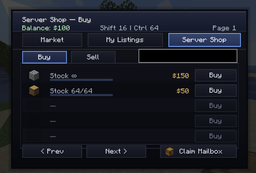 Players sell to server