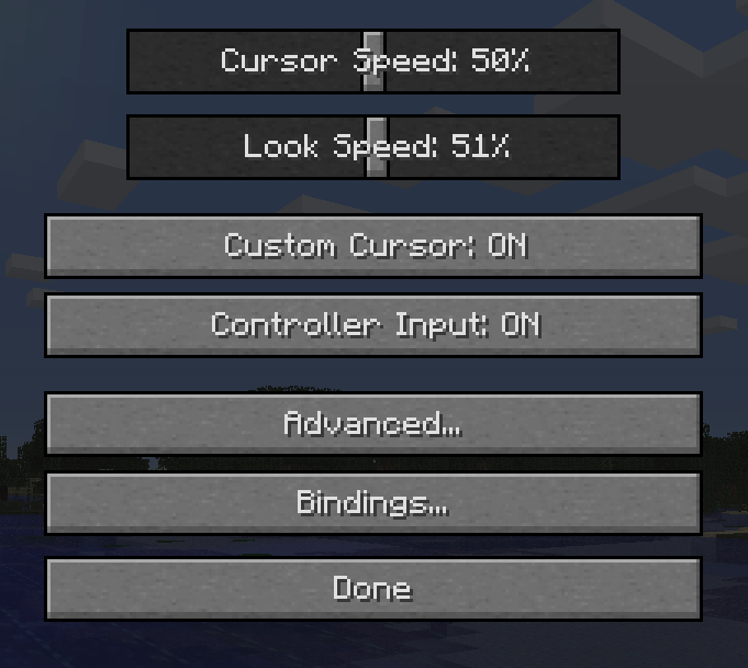 options menu