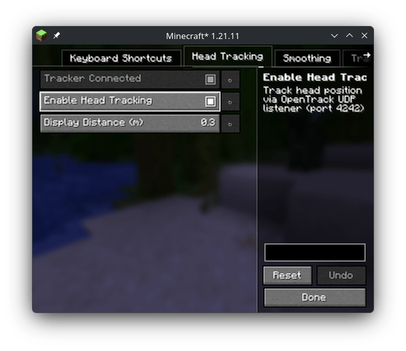 Mod Menu and Opentrack required