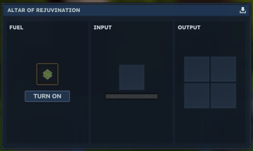 A picture of the interface for the Altar of Rejuvination