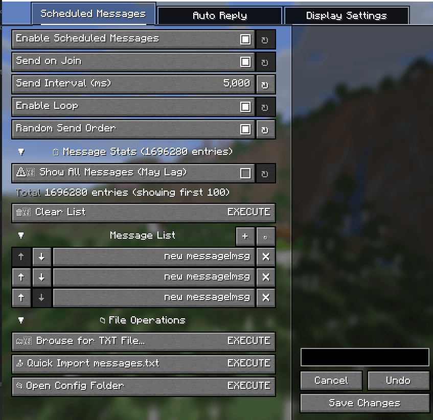 Main Config Screen