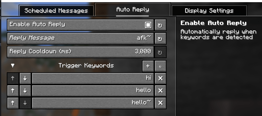 Auto Reply Settings