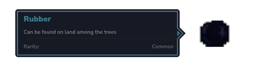 Rubber can be found on land among the trees.