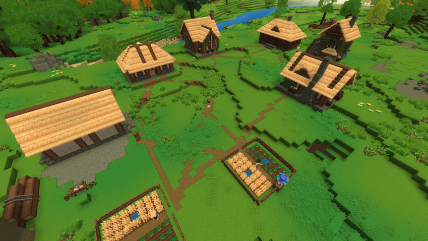 Buildings in the village are connected with roads
