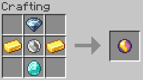 top: dark gem, middle: mega stone, sides: gold ingot, bottom: diamond