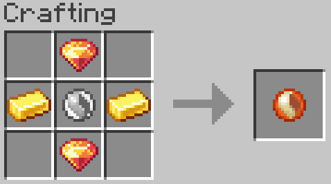 top: fire gem, middle: mega stone, sides: gold ingot, bottom: fire gem