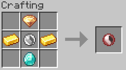 top: ground gem, middle: mega stone, sides: gold ingot, bottom: diamond