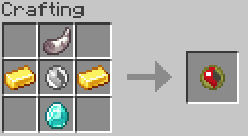 top: dragon fang, middle: mega stone, sides: gold ingot, bottom: diamond