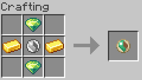 top: grass gem, middle: mega stone, sides: gold ingot, bottom: grass gem