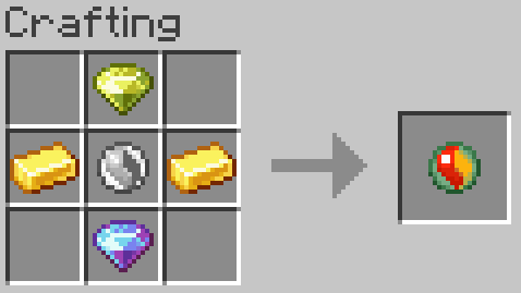 top: bug gem, middle: mega stone, sides: gold ingot, bottom: dragon gem