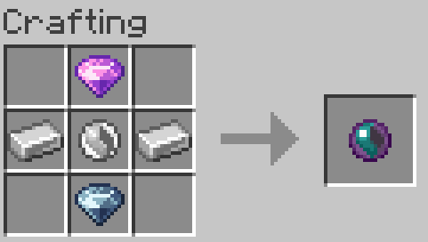 top: poison gem, middle: mega stone, sides: gold ingot, bottom: dark gem