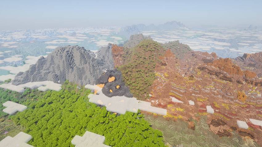 Polished Survival — Biome variety from above