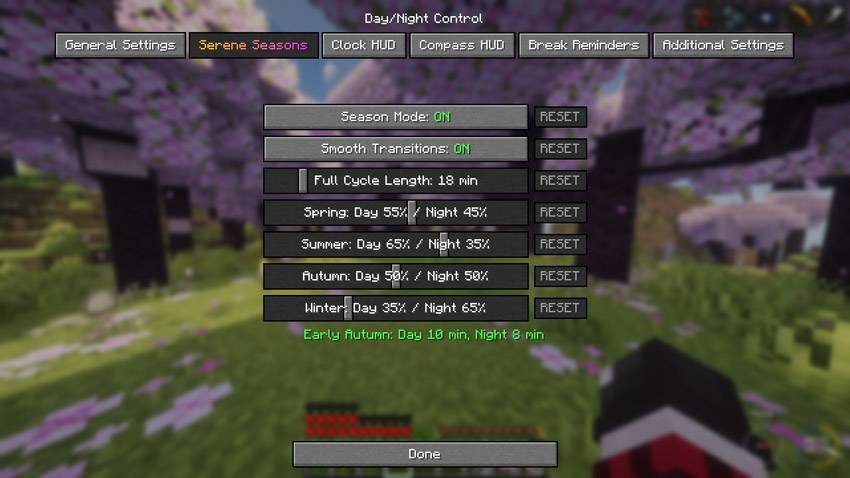 Serene Seasons menu