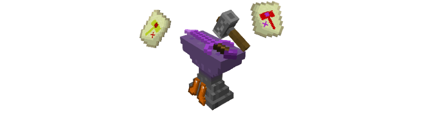 End anvil with tyctill sword on top and enderite hammer with repair plates
