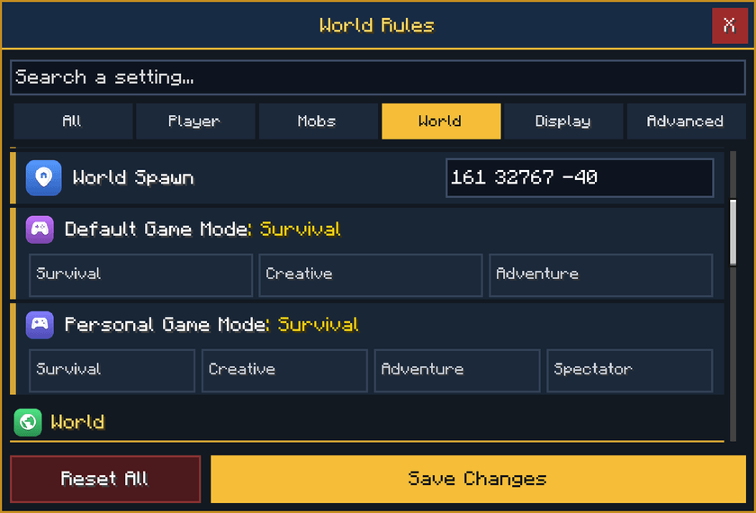 World Rules Editor — Minecraft Bedrock addon, screenshot 5