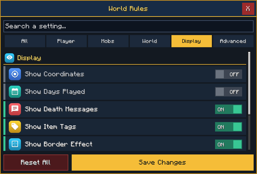 World Rules Editor — Minecraft Bedrock addon, screenshot 6