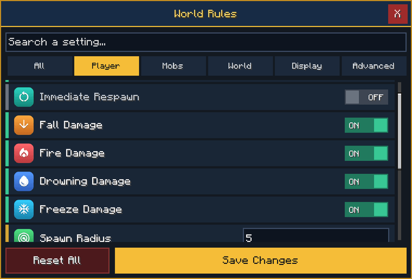 World Rules Editor — Minecraft Bedrock addon, screenshot 3